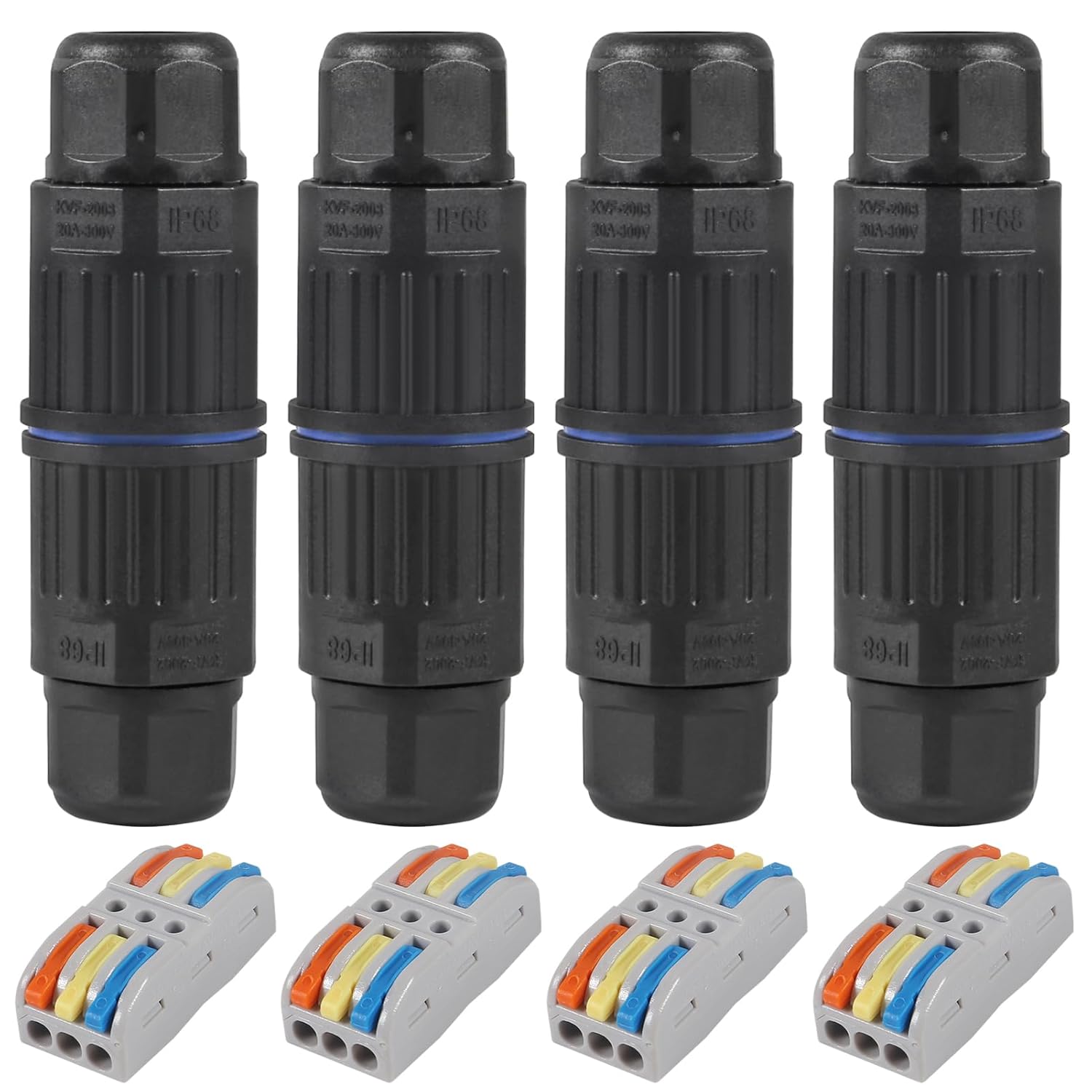 Outdoor Lighting Connectors - 4 szt. Wodoodporna skrzynka przyłączeniowa, 3-kierunkowe