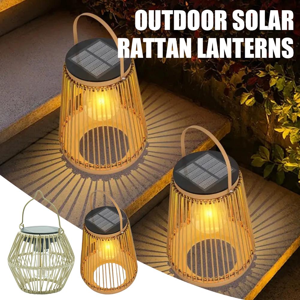 Outdoor Lighting For Backyard - Wodoodporna lampa solarna z rattanu IP65,