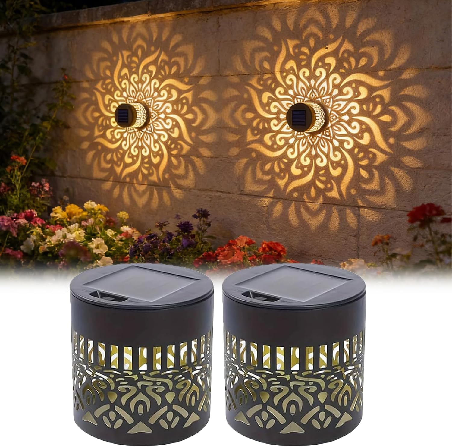 Outdoor Lighting For Fence - 2-pak solarnych lamp ogrodowych IP65, wytrzymałe