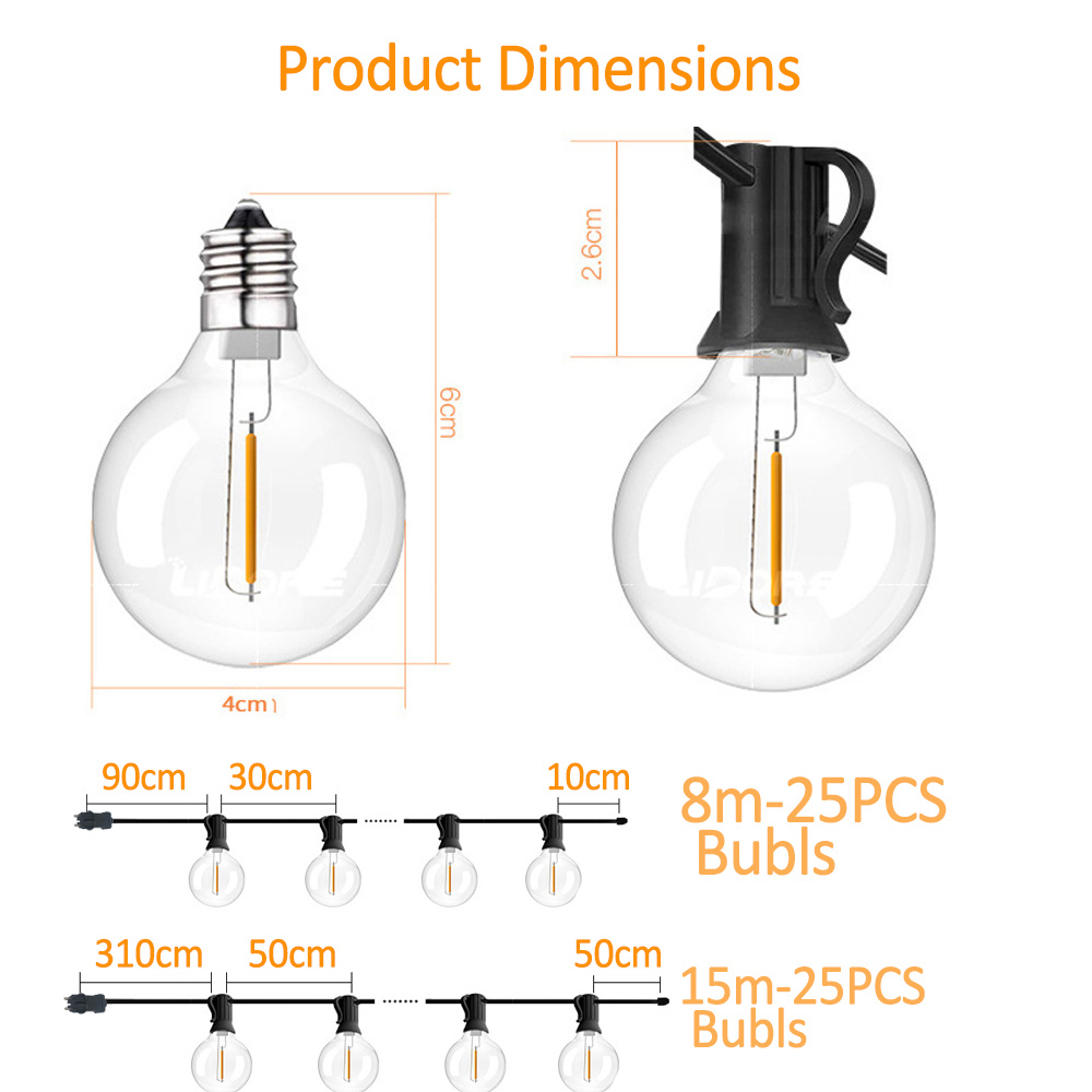 Lampki sznurkowe G40 8M/15M, 2 – Outdoor Lighting For Backyard recenzja i cena